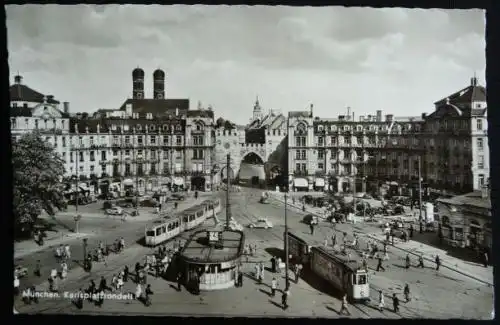 MÜNCHEN, Karlsplatz-Rondell mit Straßenbahn, 1961