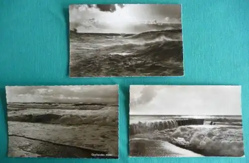 NORDSEE Wellen / Brandung / Sturm - 3 AK, Mängel! - 60er