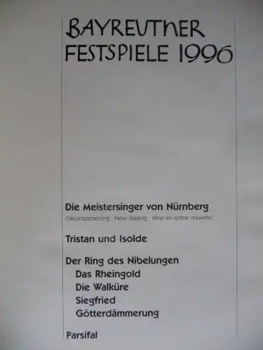 Festspielbuch 1996 - Wagner, Meistersinger / Oper, Bayreuth - MÄNGEL!