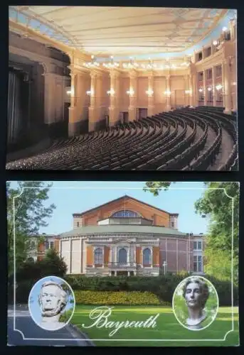 Festspielhaus Bayreuth, buten un binnen - Richard u. Cosima Wagner - 2 AK