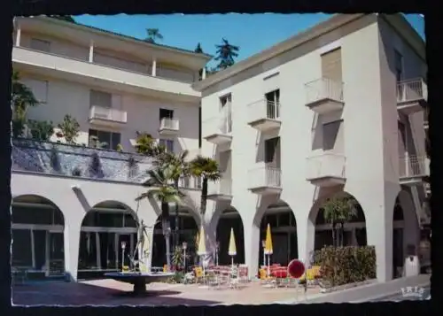 Ascona, La Piazzetta Ambrosoli (VIA BORGO) - Brunnen mit Skulptur - AK, 1970