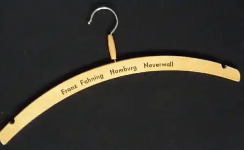 Kleiderbügel Franz FAHNING / Gebr. Hirschfeld - Hamburg, ehem jüdisches Modehaus