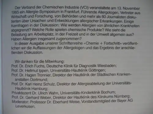 ALLERGIEN, Symposium 1985 - VCI, Chemie und Fortschritt, 1 / 1986