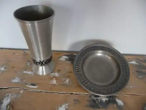 Norsk Tinn Pewter - Teller und Kelch - made in Norway, mid century