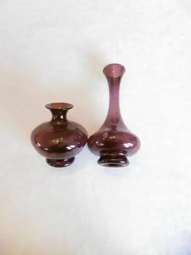 Lauscha Glas Vase in lila mundgeblasen Rauchglas Kunstglas DDR 