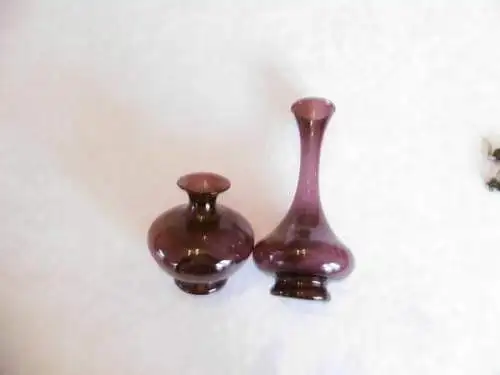 Lauscha Glas Vase in lila mundgeblasen Rauchglas Kunstglas DDR 