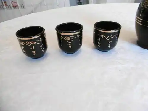 Likörservice (kobaltblau Gold-Dekor), 7 teilig, Keramik, Dekorativ, Neuwertig