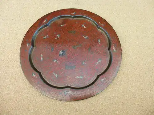 Antiker WANDTELLER ZIERTELLER aus Indien 26CM Durchmesser Messing India Stempel