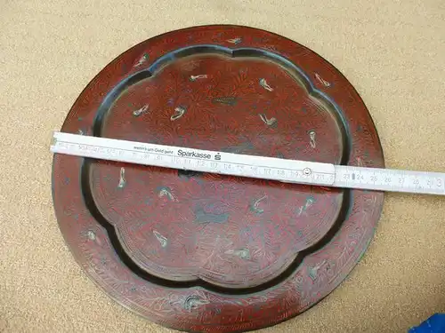Antiker WANDTELLER ZIERTELLER aus Indien 26CM Durchmesser Messing India Stempel