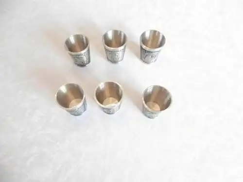 Zinnbecher mit Sternzeichen Likörbecher 6 Stck. aus 95% Zinn - Neuwertig