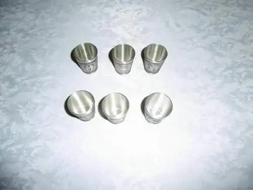 Zinnbecher mit Sternzeichen Likörbecher 6 Stck. aus 95% Zinn - Neuwertig