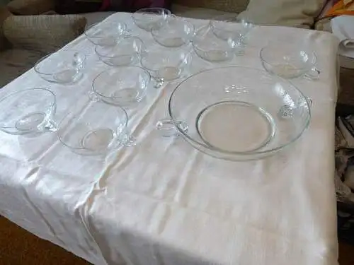Desert/ Kompott Service aus Glas Weinrebenschliff 12 Pers Vintage
