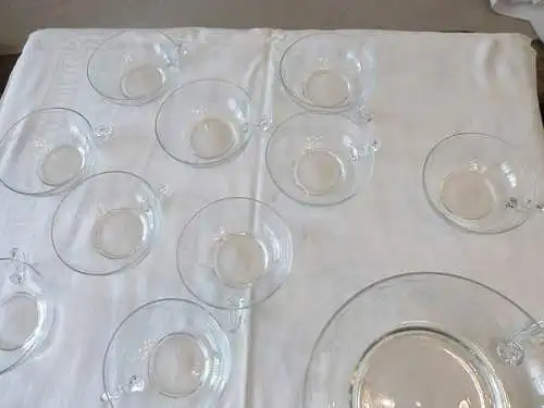 Desert/ Kompott Service aus Glas Weinrebenschliff 12 Pers Vintage