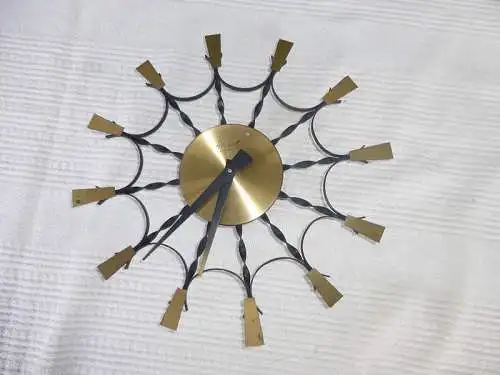 Wanduhr Hessel VEB Elektrobau Greiz schwarz bronce DDR