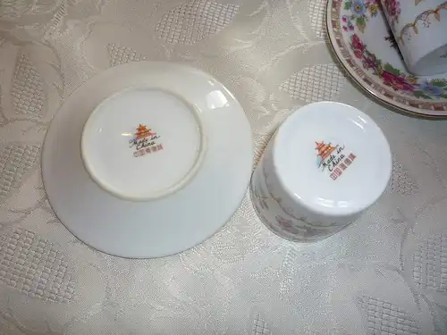 3 Mokkatassen Espresso + Teller China Porzellan Vintage