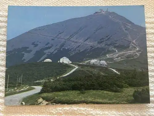 [Echtfotokarte farbig] Karkonoski Park Narodowy, Schneekoppe 1602 m, Nationalpark Riesengebirge Polen. 