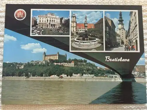 [Echtfotokarte farbig] Bratislava. SNP, Slovenske narodne divadlo, namestie 4.aprilia, Michalska ulica. 