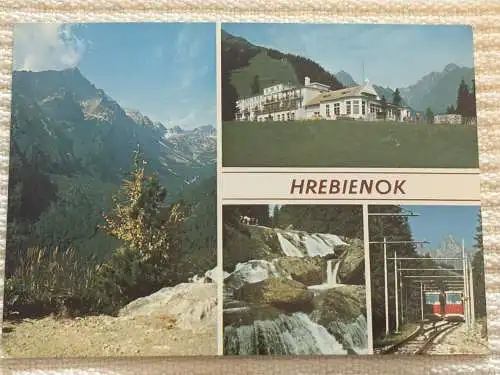 [Echtfotokarte farbig] Hrebienok, Vysoké Tatry - Hohe Tatra - The High Tatras, Slavkovsky Stit 2452 m, Zotavovna Roh, Hrebienok 1263 m, Vodopady Studeneho potoka, pozemna lanovka na Hrebienok. 