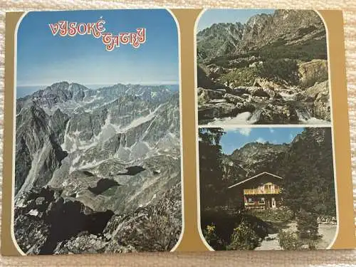[Echtfotokarte farbig] Vysoké Tatry - Hohe tatra, The High Tatras, Pohlad z Lomnickeho stitu do Malej Stuenej doliny, Malá Studená Dolina, Chata kpt. Nálepku. 
