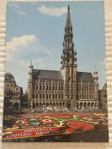 [Echtfotokarte farbig] Brussels - Grand Place - Tapis des Fleurs, Brüssel, Marktplatz - Blumenteppich. 
