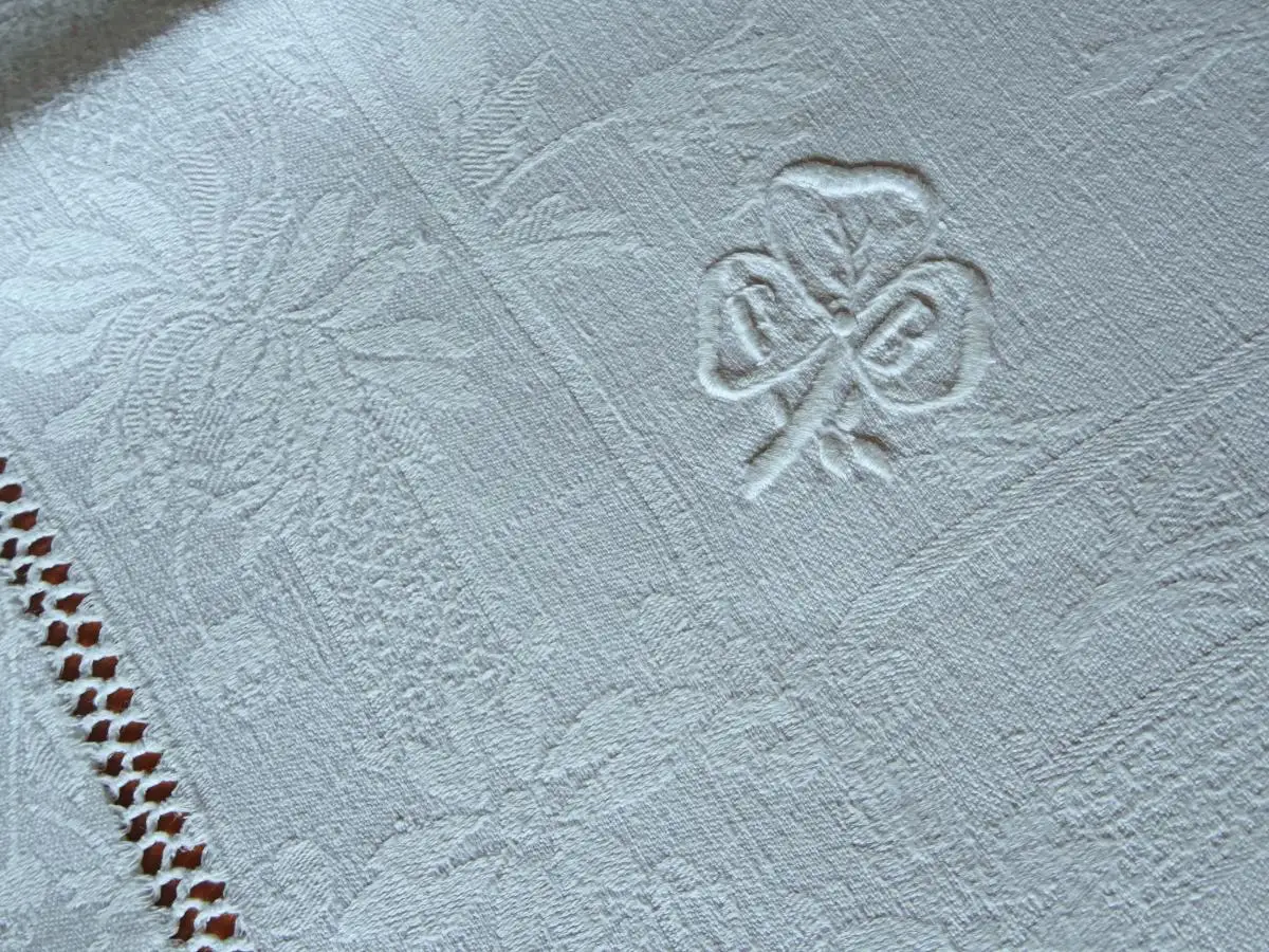 10 große antike LEINEN SERVIETTEN mit  HOHLSAUM HANDARBEIT und MONOGRAMM  