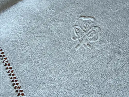10 große antike LEINEN SERVIETTEN mit  HOHLSAUM HANDARBEIT und MONOGRAMM  "F B" weiß 63 x 63 STOFFSERVIETTEN TAFELSERVIETTEN