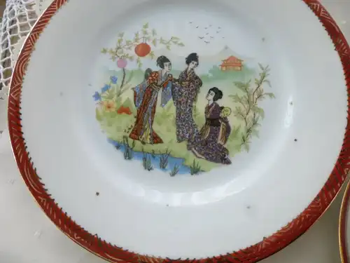 Japanisches Teeservice für 5-6 Personen Geisha Motiv 20tlg. Vintage Antik