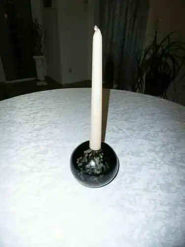 Kerzenhalter Kerzenständer Kugelform schwarz runde Form Stein echter Naturstein