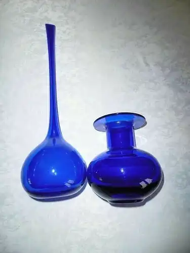 Vase aus Lauscha Glas Thüringen Mundgeblasen DDR, 2 St., Dekovase, Blau