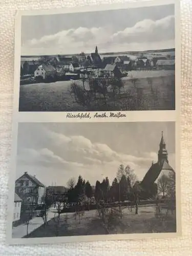 [Echtfotokarte schwarz/weiß] Hirschfeld, Amth. Meißen Sachsen Dorfansicht. 