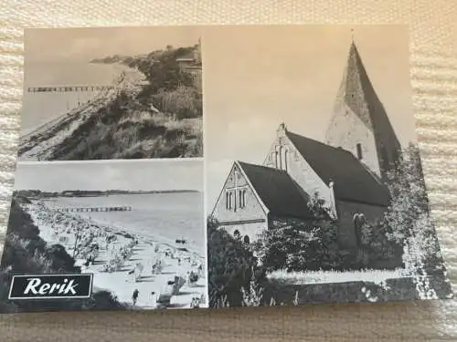 [Echtfotokarte schwarz/weiß] Rerik, Ostseebad, Kirche, Strand. 