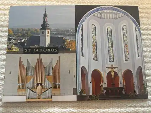 [Echtfotokarte farbig] Katholische Kirche St. Jakobus - Am Markt - D- 65385 Rüdesheim am Rhein. 