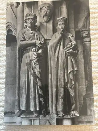 [Echtfotokarte schwarz/weiß] Dom zu Naumburg (13. Jahrhundert), Westchor, Ekkehard und Uta. 