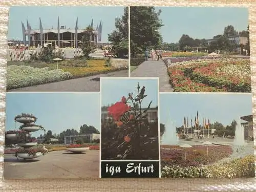 [Echtfotokarte farbig] Iga Erfurt, Internationale Gartenbauausstellung. 
