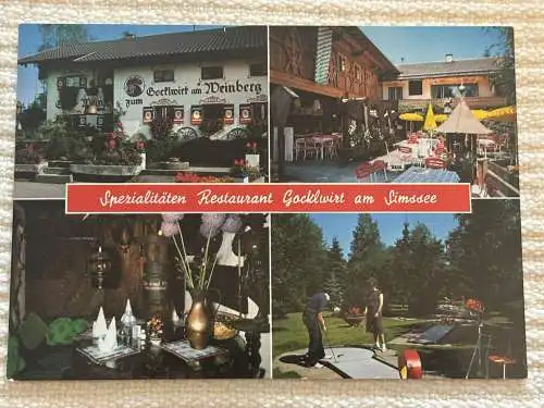 [Echtfotokarte farbig] Spezialitäten Restaurant Gocklwirt am Simssee, Fam. Rietz-Huber, 8209 Stephanskirchen. 