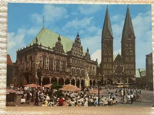 [Echtfotokarte farbig] 2800 Bremen, Marktplatz mit Rathaus und Dom. 