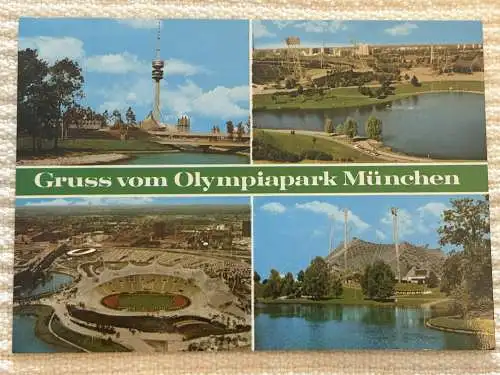 [Echtfotokarte farbig] Gruss vom Olympiapark München. 