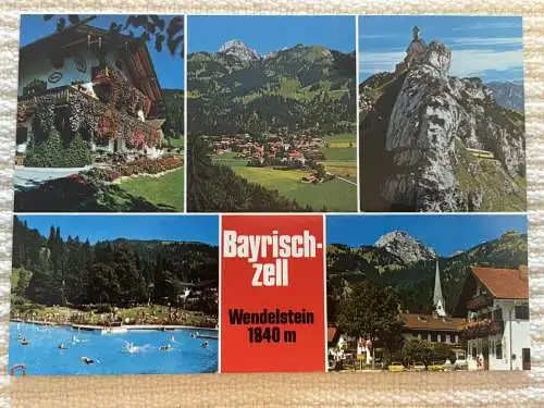 [Echtfotokarte farbig] Bayrischzell Wendelstein 1840 m, Bayrischzell / Oberbayern, gegen Wendelstein 1840 m. 