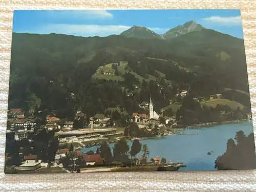 [Echtfotokarte farbig] Schliersee (Bayrische Alpen), Teilansicht und Kurzentrum. 