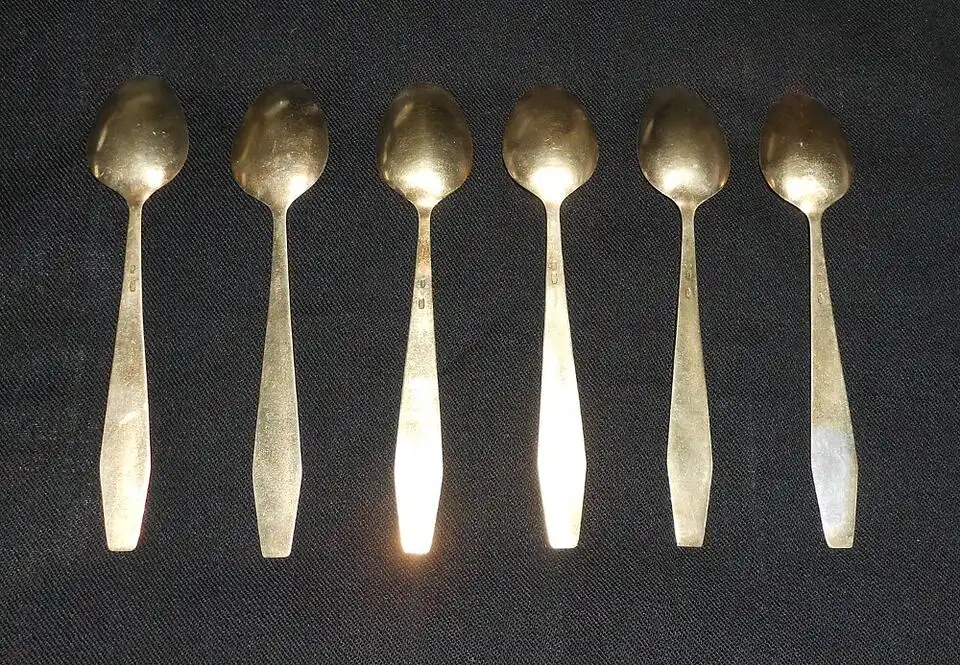 6 Teelöffel Kaffeelöffel 875er Silber Emaille UdSSR 1
