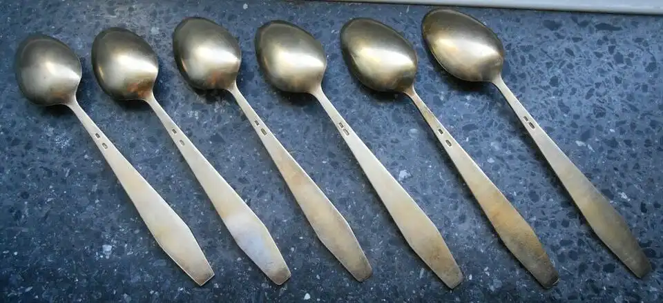 6 Teelöffel Kaffeelöffel 875er Silber Emaille UdSSR 5