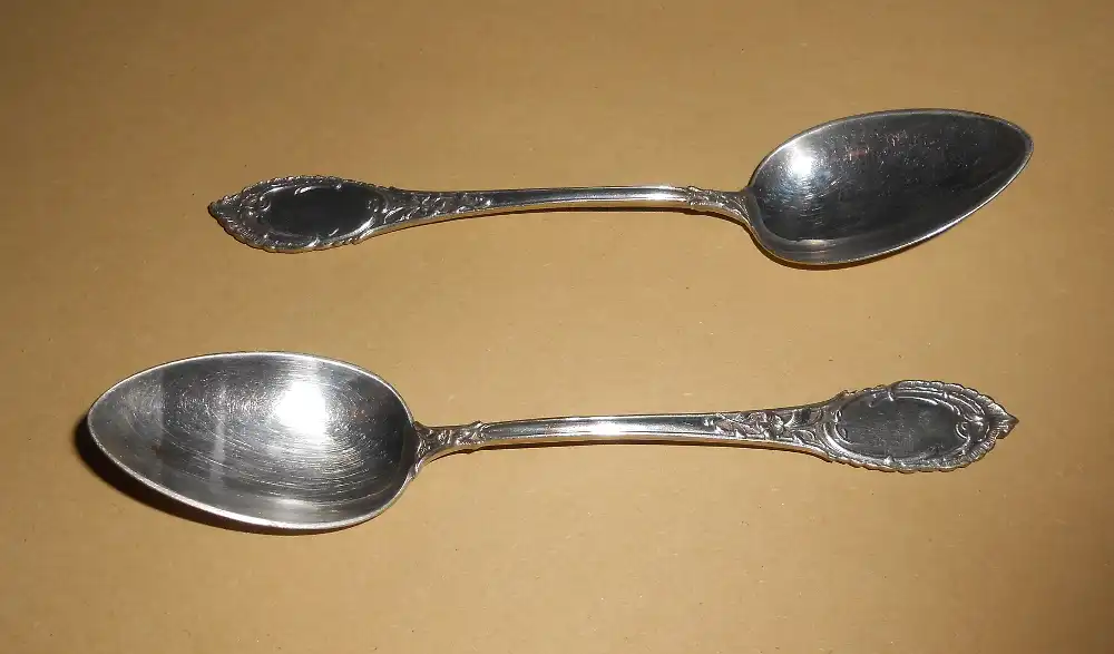 Zwei antike Teelöffel Silber 84er 875er Russisches Kaiserreich Russland 1