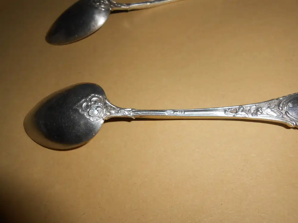 Zwei antike Teelöffel Silber 84er 875er Russisches Kaiserreich Russland 3