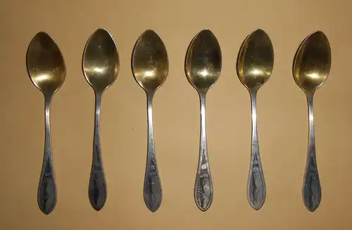 6 Teelöffel 875er Silber Niello UdSSR Russland