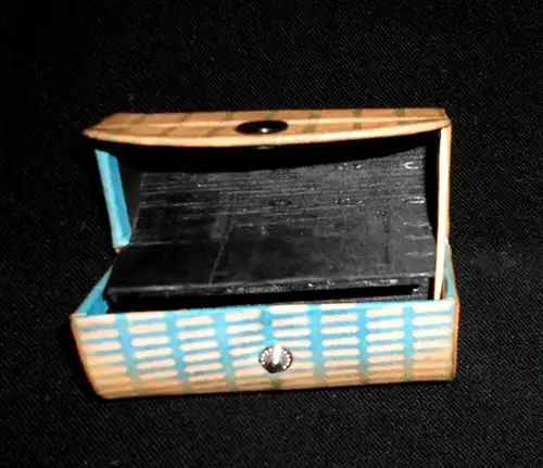 Vintage Doppel Lippenstiftetui Leder mit Innenspiegel Lippenstiftbox