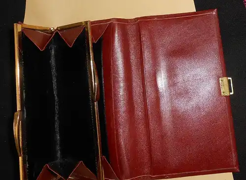 Vintage Damen Portemonnaie Geldbörse Brieftasche Leder weinrot
