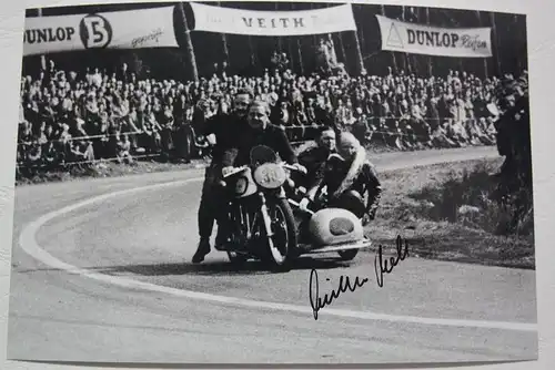 Autogramm Wilhelm Noll (1926-2017) (BRD/BMW) 2x Seitenwagen Motorrad Weltmeister 1952 und 1954