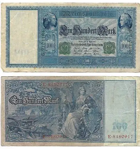 100 Mark Reichsbanknote 1910 - grünes Siegel - Deutsches Kaiserreich