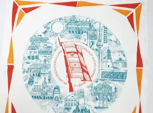 DDR Erinnerungstuch 25 Jahre Warschauer Vertrag - Waffenbrüderschaft 80