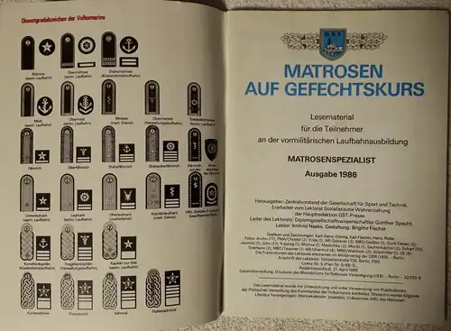 Matrosen auf Gefechtskurs Matrosenspezialist Ausgabe 1986